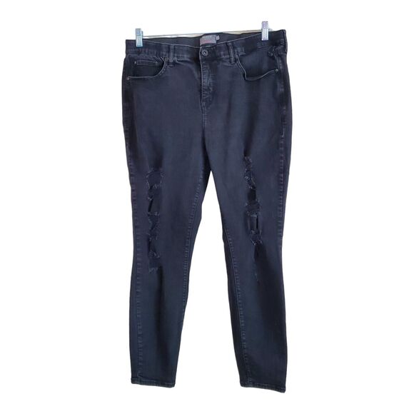 TORRID Women's Plus 18 R Jeans Sky High Skinny Black Distressed Elastic Waist - Picture 1 of 9